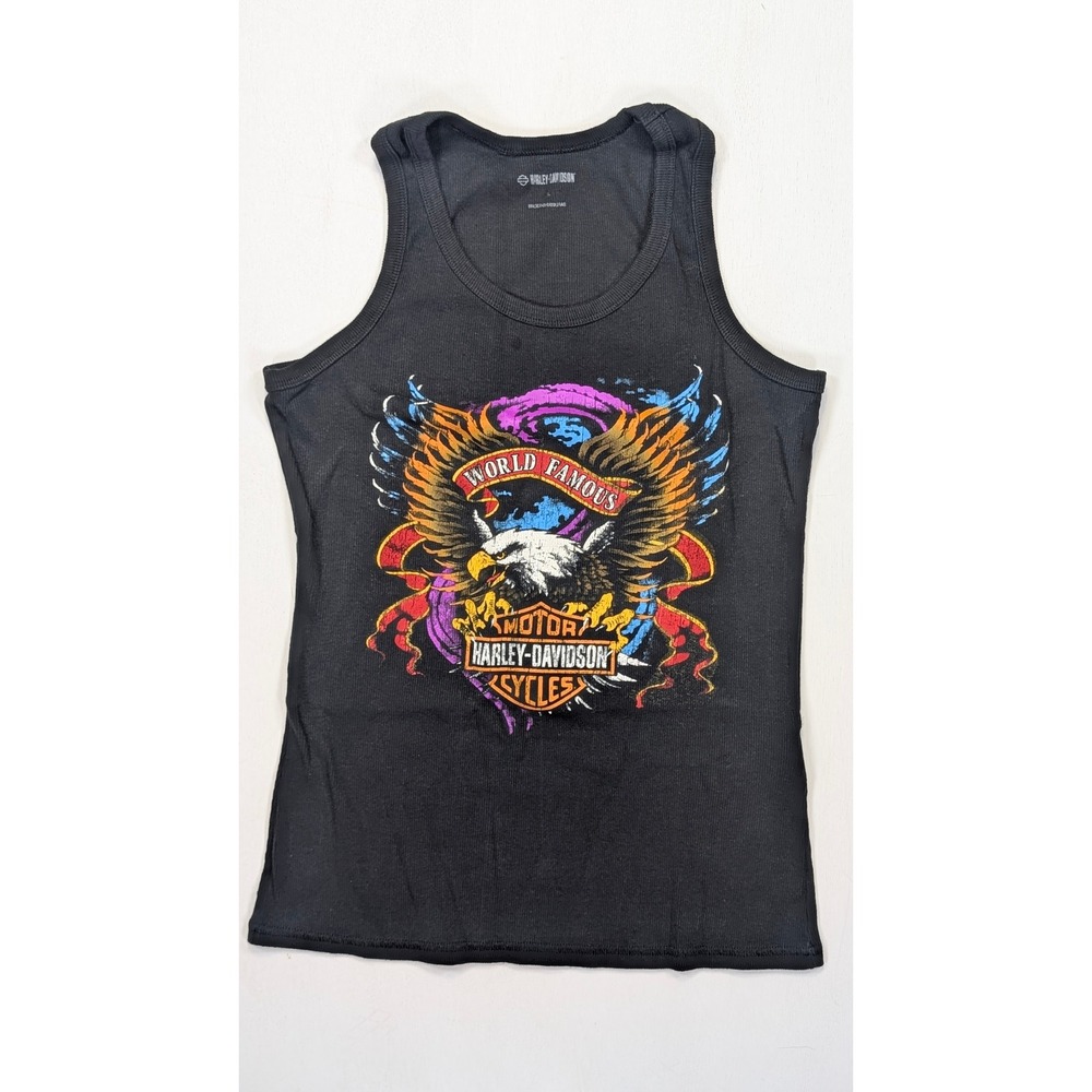 Harley-Davidson Reno NV World Famous Eagle Ribbed Tank Top Black Large